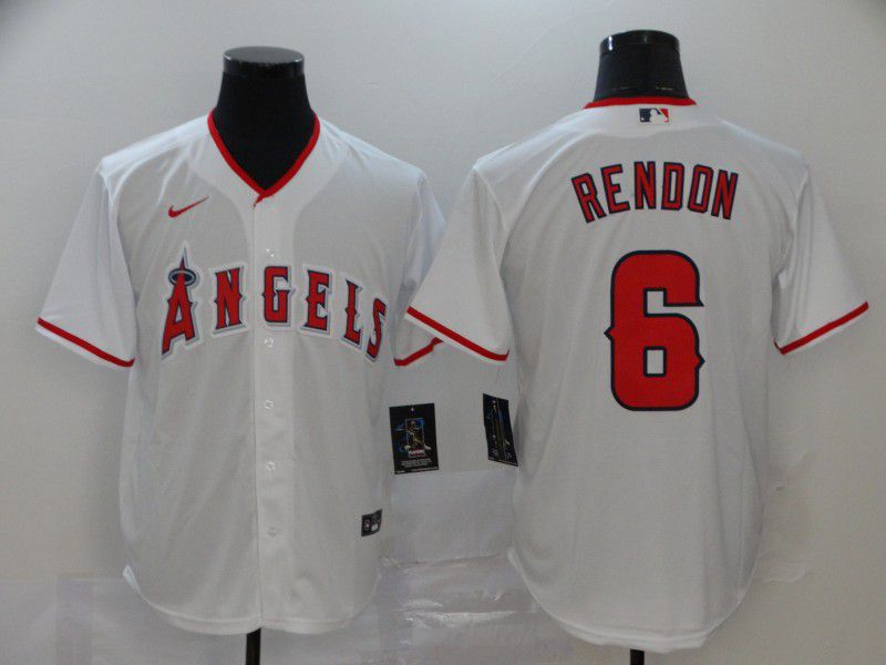 Men Los Angeles Angels #6 Rendon White Nike Game MLB Jerseys